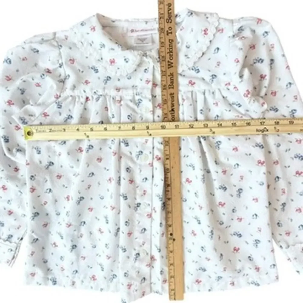 American Girl Emily Pajama Top for Girls M Retired White Floral Vintage 2006 Y2K